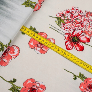 Látka Jersey ITY sivá hladká kvety pletenina 0,5m