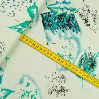 Látka Jersey ITY zelená listy pletenina 0,5m