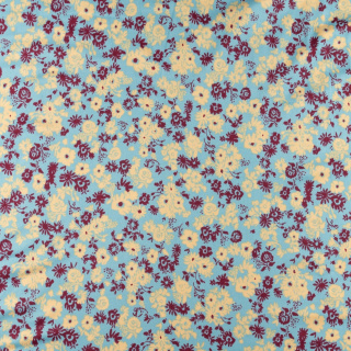 Látka ITY tyrkysová hladká kvety pletenina 0,5m