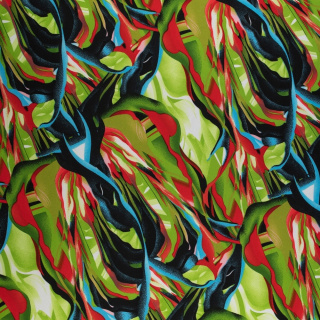 Látka Jersey ITY zelená abstrakcia vzor pletenina 0,5m