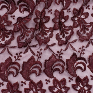 Látka čipka gipiura bordová na tyle 0,5m