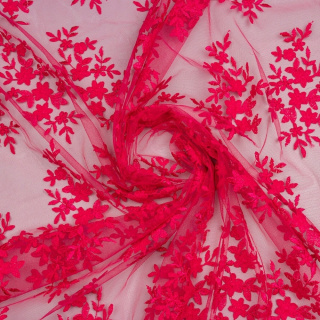 Látka čipka ružová ľahká mäkká vzor 0,5m