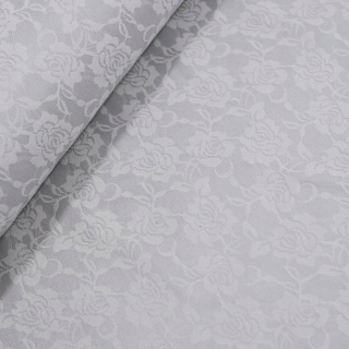 Látka čipka sivá satén biele kvety 0,5m