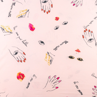 Látka Silki svetlá ružová ústa ruky vzor 0,5m