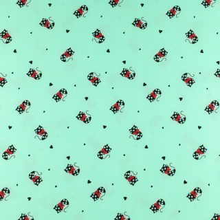 Látka Silki tmavá svetlozelená mačičky vzor 0,5m