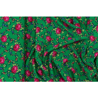 Látka Kelly krep zelená ľudový vzor 0,5m