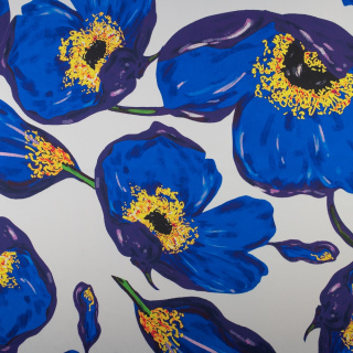 Látka šifón hodvábny biela hladká kvety vzor 0,5m