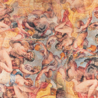 Látka šifón hodvábny béžová hladká fresky vzor 0,5m