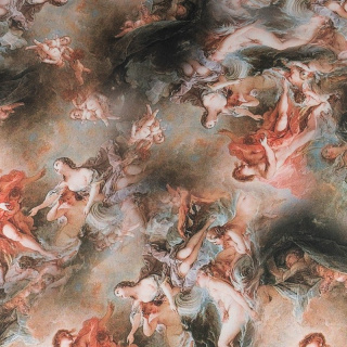 Látka šifón hodvábny hnedá hladká fresky vzor 0,5m