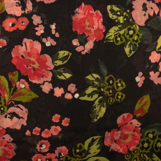 Látka na šaty červená kvety 0,5m