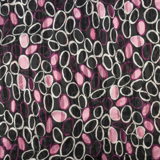 Látka šifón ružová hladká pruhy bodky vzor 0,5m