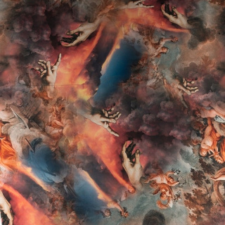 Látka šifón hodvábny červená hladká fresky vzor 0,5m