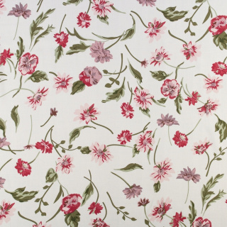 Látka viskózová teplá biela kvety 100% viskóza 0,5m