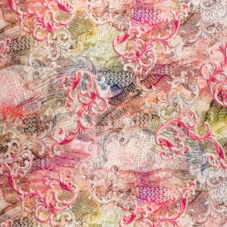 Látka viskózová ružová ornamenty 100% viskóza 0,5m