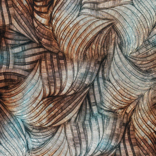 Látka viskózová hnedá listy vzor 100% viskóza 0,5m