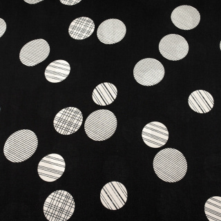 Látka viskózová čierna bodky vzor 100% viskóza 0,5m