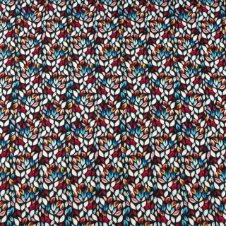 Látka krepon viskózový čierna kvety vzor 0,5m