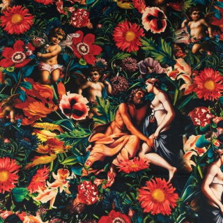 Látka viskóza twill farebná hladká kvety vzor 0,5m