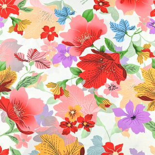 Látka viskózová biela kvety 100% viskóza 0,5m