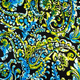 Látka viskózová čierna kvety vzor 100% viskóza 0,5m