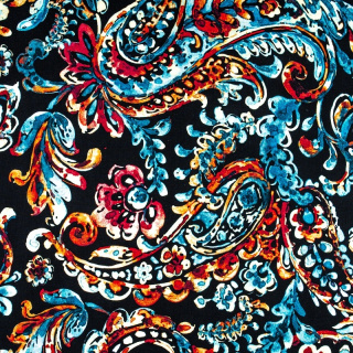 Látka viskózová čierna kvety vzor 100% viskóza 0,5m