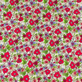 Látka viskózová ecru kvety 100% viskóza 0,5m