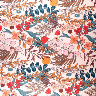 Látka viskóza twill svetlá ružová hladká kvety 0,5m