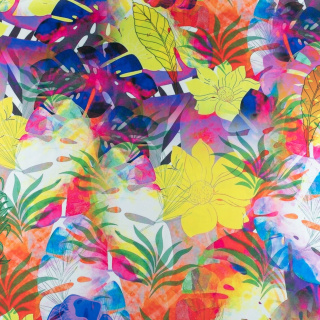 Látka viskóza twill hladká farebné kvety vzor 0,5m