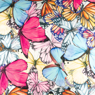 Látka viskóza twill hladká farebné motýle vzor 0,5m