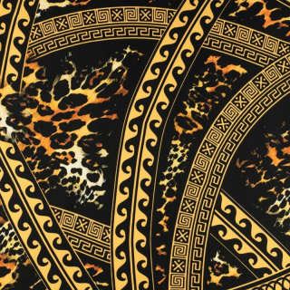 Látka viskóza twill čierna hladká aztécky vzor 0,5m