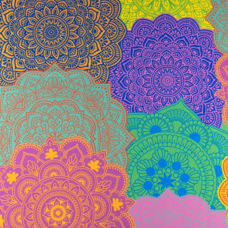 Látka viskóza twill hladká farebná mandala vzor 0,5m