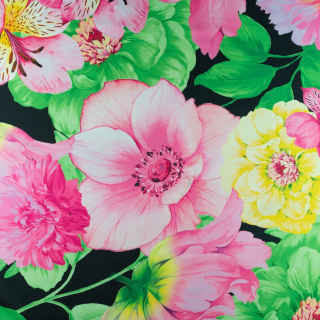 Látka viskóza twill ružová hladká kvety vzor 0,5m