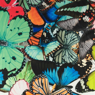 Látka viskóza twill hladká farebné motýle vzor 0,5m