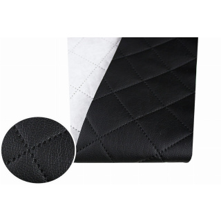 Tkanina poťahová eko-koža prešívaná čierna 140 cm 0,5 mb