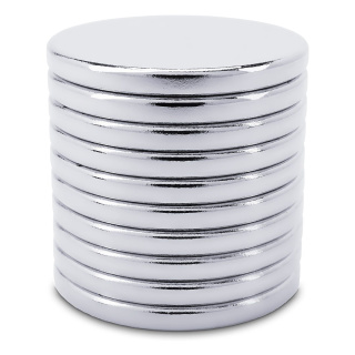 Neodymové magnety valcové 20×2 mm, trieda N45 – 10 ks