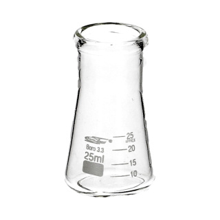 Kolba stožkovitá (Erlenmeyerova) sklenená 25 ml, široké hrdlo, borokremičité sklo