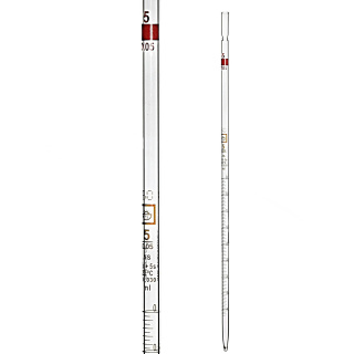Pipeta viacrozmerová, 10 ml (0,1 ml), trieda AS, hnedá stupnica, s certifikátom