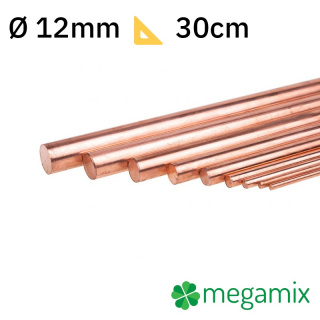 Medená tyč Φ12mm 30cm