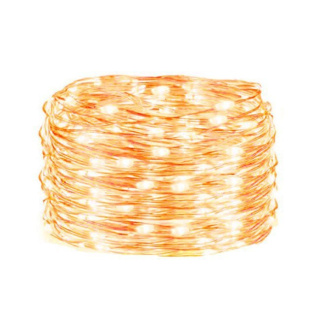 Svetelný drôtik 50ks LED teplá biela 5m na batérie AA
