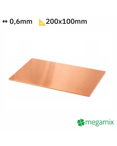 Meden&yacute; plech hr&uacute;bka 0,6 mm rozmer 200x100 mm meden&aacute; Cu forma