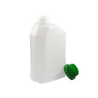 Fľaša HDPE 500 ml hranatá so zeleným viečkom s poistnou plombou na skladovanie kvapalín