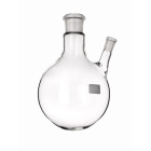 Guľatodenná banka dvojhrdlová 250 ml, zábrus 29/32 a 14/23, skosené bočné hrdlo, borosilikátové sklo