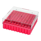 Cryo box na mrazenie, 100 miest, 1,5–2,0 ml, ružový – PC, -190 až +121 °C, autoklávovateľný
