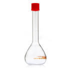 Odmerná banka sklenená, 50 ml, trieda A, hnedá stupnica, závit GL18, s certifikátom
