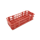 Skladací stojan na skúmavky z PP, 90 miest (6×15), priemer 13 mm, červený, 246×106×68 mm