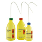 Vytláčacia fľaša LDPE 1000 ml s potlačou DISTILLED WATER – žltá, závit GL28