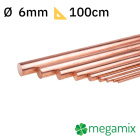 Medená tyč 1m Φ6mm kovový prút