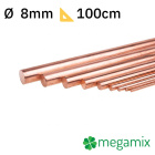 Medená tyč 1m Φ8mm kovový prút