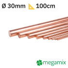 Medená tyč 1m Φ30mm kovový prút