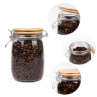 Sklenená nádoba dóza 1000ml 16cm s dreveným tesniacim viečkom